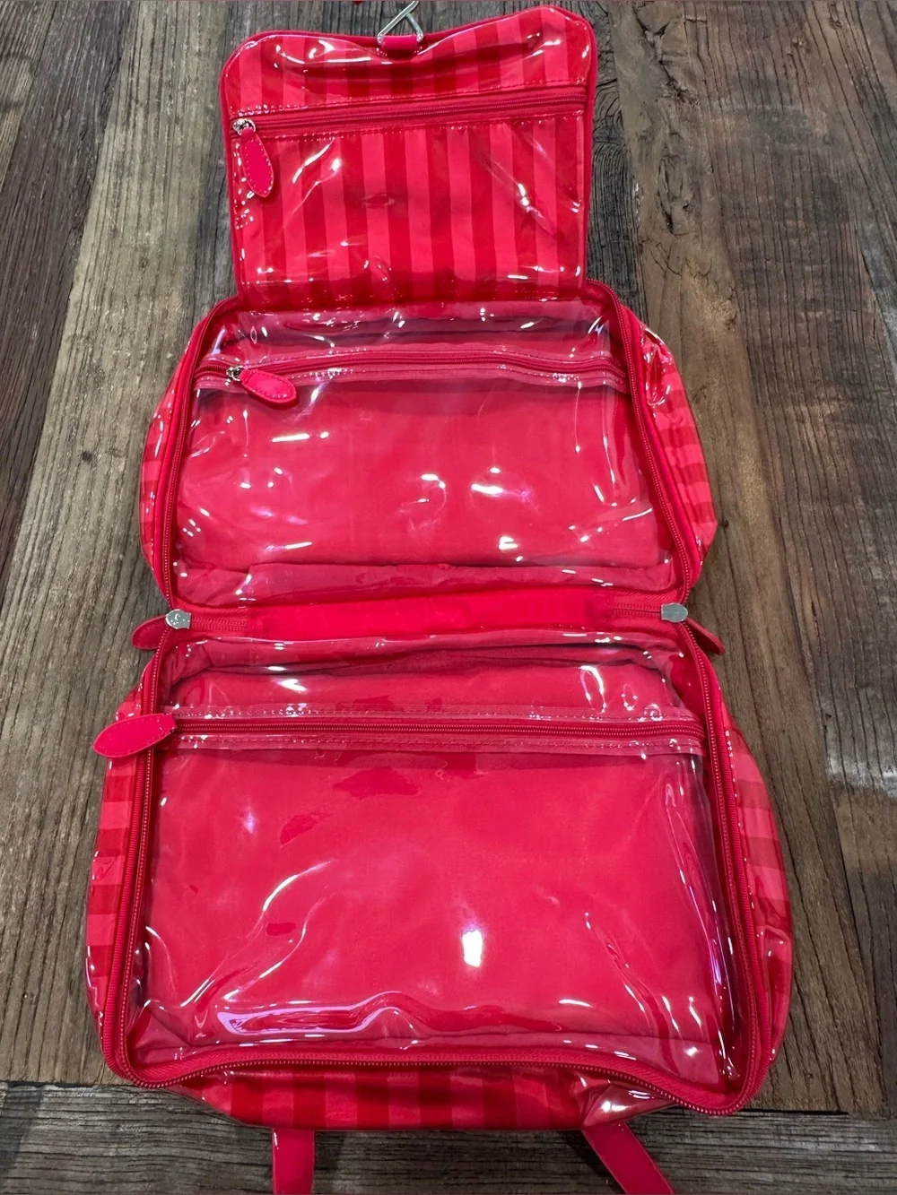 Victoria's Secret Hot Pink Clear Panel Travel Cosmetic Pouch